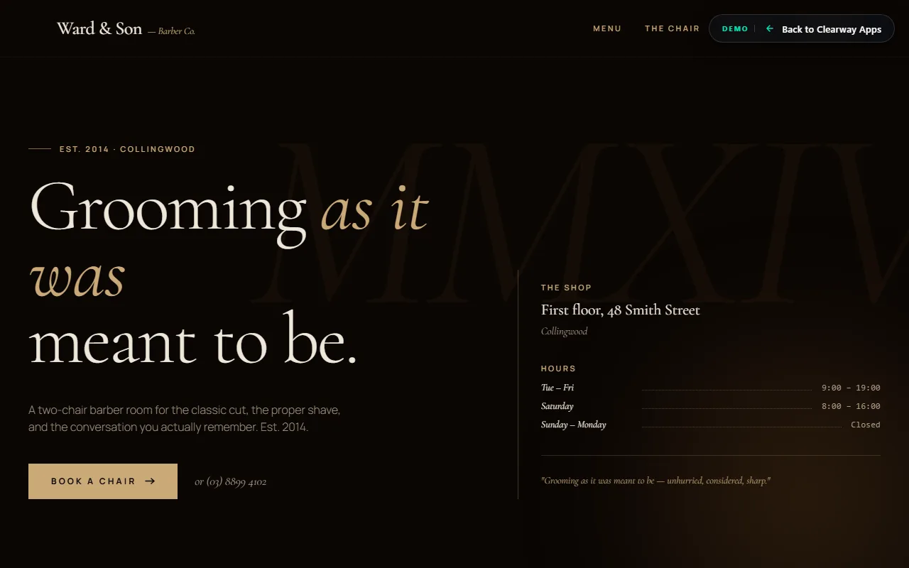 Ward & Son Barber Co., a barber site we built